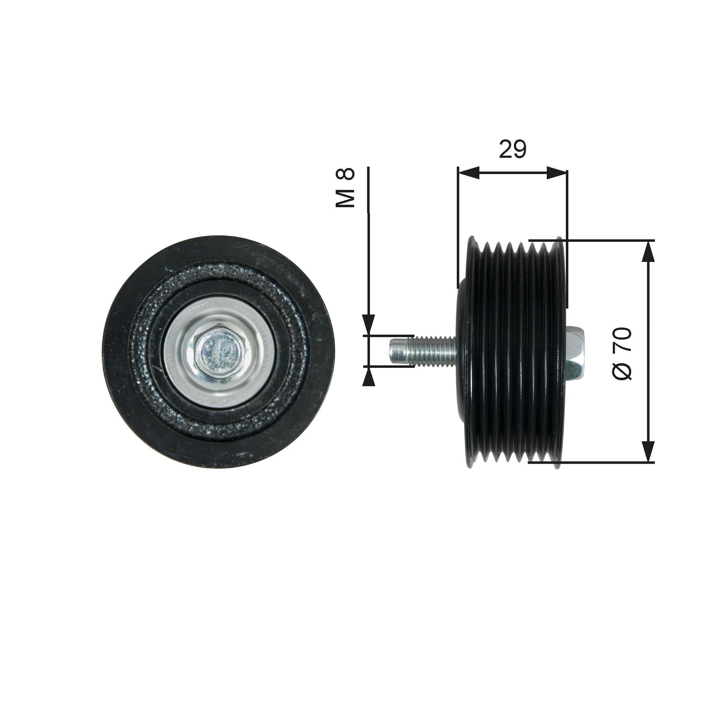 GATES GATT36773 V-Ribbed Belt Deflection/Guide Pulley