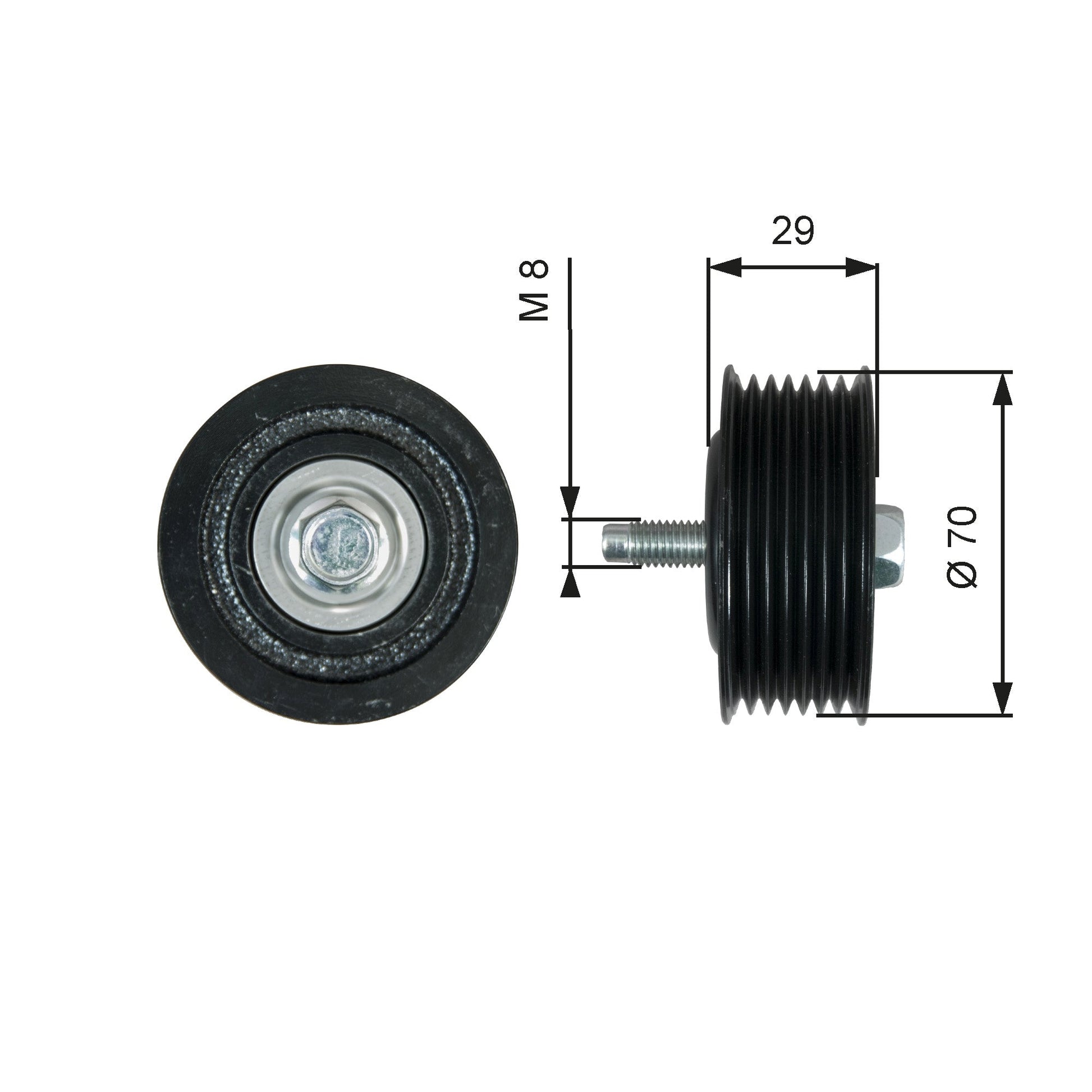 GATES GATT36773 V-Ribbed Belt Deflection/Guide Pulley