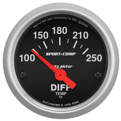 AutoMeter Gauge Differential Temp 2-1/16in. 100-250 Deg. F Electric Sport-Comp