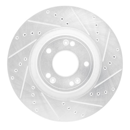 R1 Concepts R1 09-14 Hyundai Genesis Sedan Front Right Drilled & Slotted Silver Brake Rotor