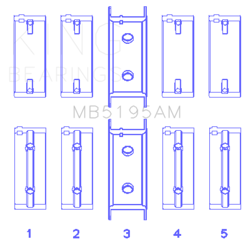 King Engine Bearings Mitsubishi G25B/4G54/4G53 (Size +0.50mm) Main Bearing Set