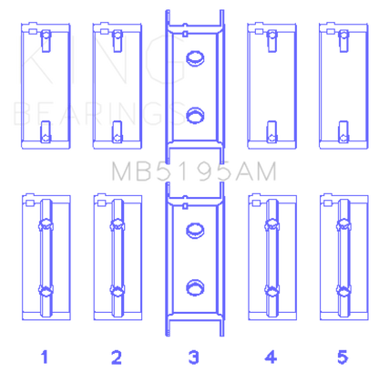 King Engine Bearings Mitsubishi G25B/4G54/4G53 (Size +0.50mm) Main Bearing Set