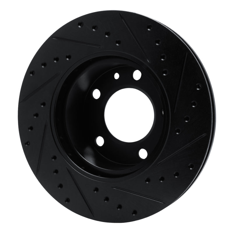 R1 Concepts R1 82-89 BMW 635CSI Front Left Drilled & Slotted Black Brake Rotor