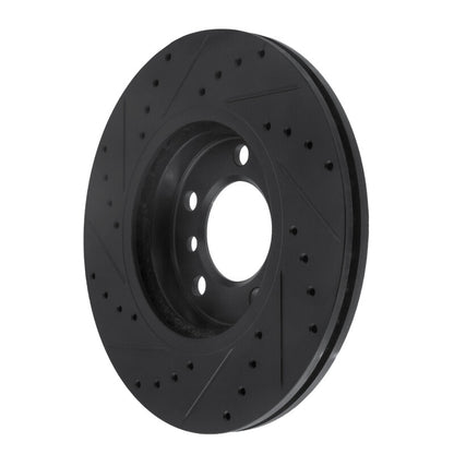 R1 Concepts R1 11-16 Mini Cooper Paceman Front Right Drilled & Slotted Black Brake Rotor