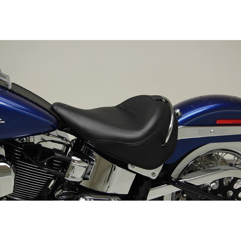 Mustang Motorcycle Mustang 05-17 Harley Deluxe(w/ Standard Rack) Wide Touring Solo Seat w/Driver Backrest - Black