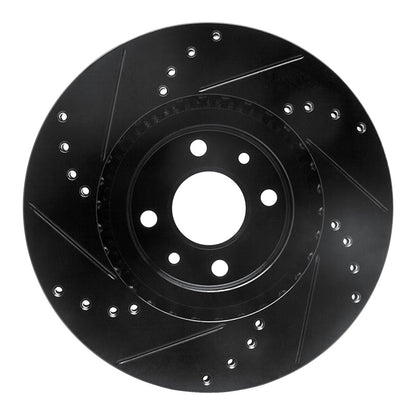 R1 Concepts R1 2012-2019 Fiat 500E Front Right Drilled & Slotted Black Brake Rotor
