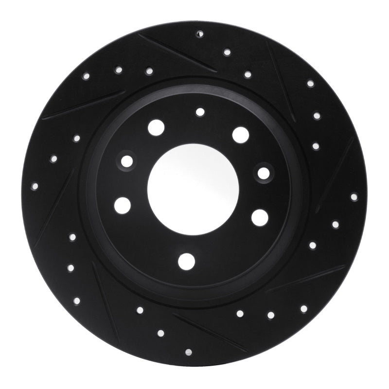 R1 Concepts R1 98-15 Ford Fusion Rear Right Drilled & Slotted Black Brake Rotor