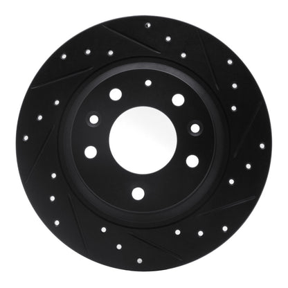 R1 Concepts R1 98-15 Ford Fusion Rear Right Drilled & Slotted Black Brake Rotor