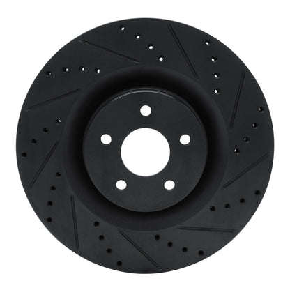 R1 Concepts R1 16-18 Ford Focus Front Right Drilled & Slotted Black Brake Rotor