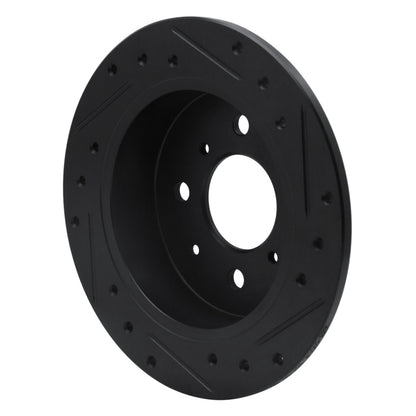 R1 Concepts R1 88-01 Acura Integra Rear Left Drilled & Slotted Black Brake Rotor