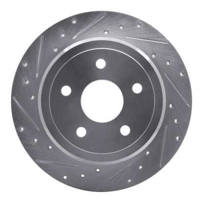 R1 Concepts R1 05-10 Jeep Commander Rear Left Drilled & Slotted Silver Brake Rotor