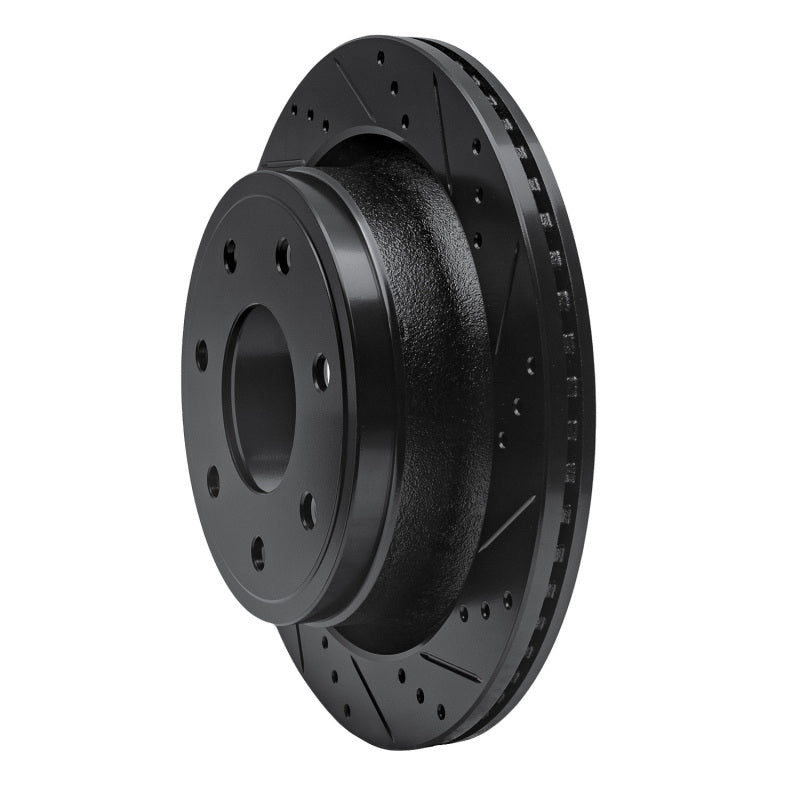 R1 Concepts R1 12-14 Ford F-150 RWD Rear Right Drilled & Slotted Black Brake Rotor