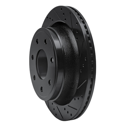 R1 Concepts R1 12-14 Ford F-150 RWD Rear Right Drilled & Slotted Black Brake Rotor