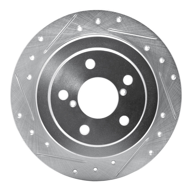 R1 Concepts R1 90-08 Saab 9-2X Rear Left Drilled & Slotted Silver Brake Rotor