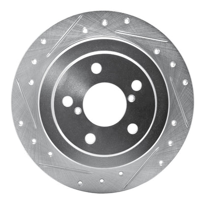 R1 Concepts R1 90-08 Saab 9-2X Rear Left Drilled & Slotted Silver Brake Rotor