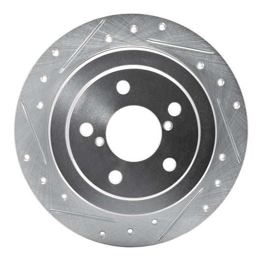 R1 Concepts R1 90-08 Saab 9-2X Rear Left Drilled & Slotted Silver Brake Rotor