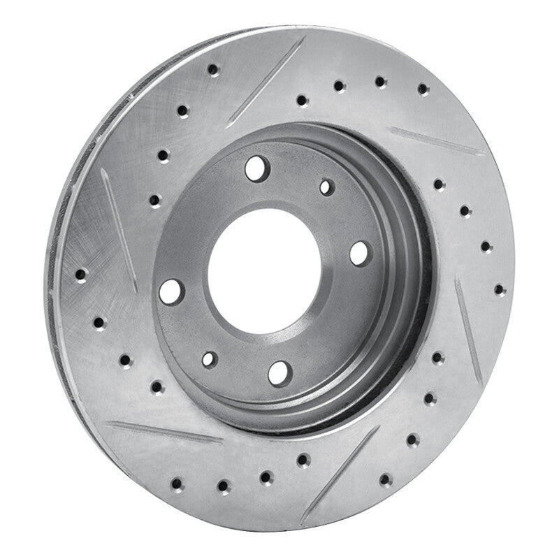 R1 Concepts R1 85-91 Dodge 2000 GTX Front Right Drilled & Slotted Silver Brake Rotor