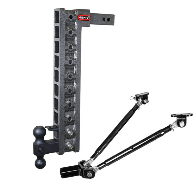 GEN-Y Hitch Gen-Y Mega Duty 2in Shank 22.5in Drop 10K Hitch w/Dual-Ball/Pintle Lock/Stabilizer Kit
