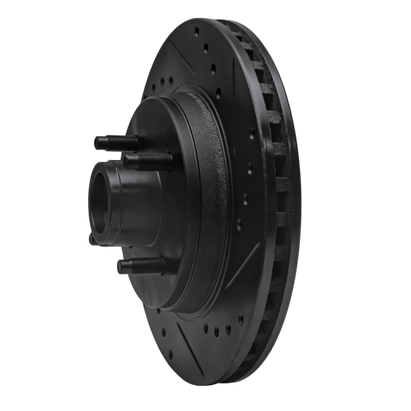 R1 Concepts R1 87-88 Ford Thunderbird Front Right Drilled & Slotted Black Brake Rotor