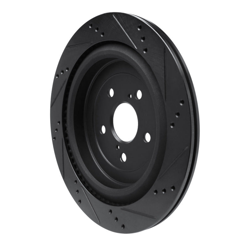 R1 Concepts R1 16-22 Lexus RX350 Rear Left Drilled & Slotted Black Brake Rotor