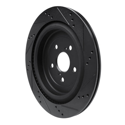 R1 Concepts R1 16-22 Lexus RX350 Rear Left Drilled & Slotted Black Brake Rotor