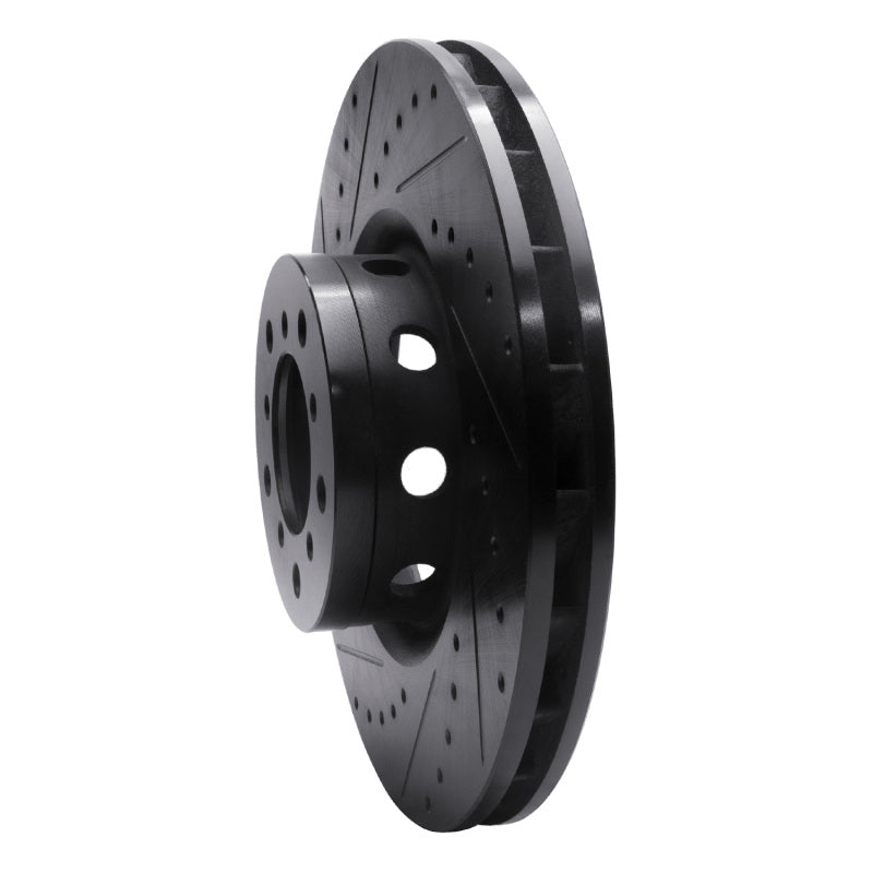 R1 Concepts R1 00-03 BMW M5 Right Front Drilled & Slotted Black Brake Rotor