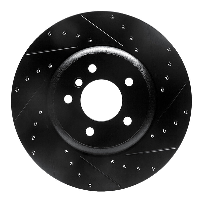 R1 Concepts R1 04-10 BMW 650I Convertible Rear Right Drilled & Slotted Black Brake Rotor