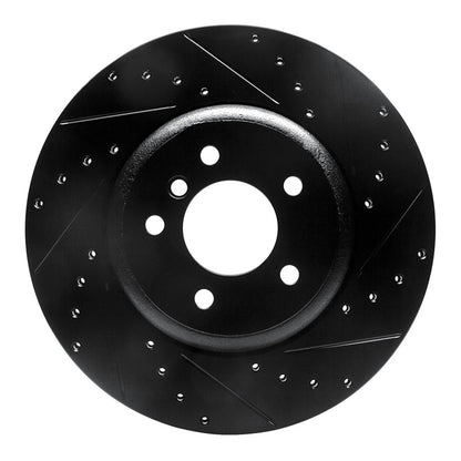 R1 Concepts R1 04-10 BMW 650I Convertible Rear Right Drilled & Slotted Black Brake Rotor