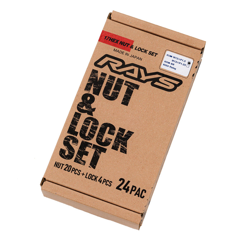Rays M12x1.50 6 Hole 24pc Lock & Nut Set - Black