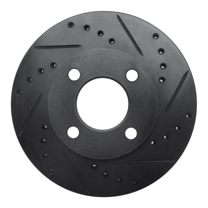 R1 Concepts R1 78-92 Audi 80 Front Right Drilled & Slotted Black Brake Rotor