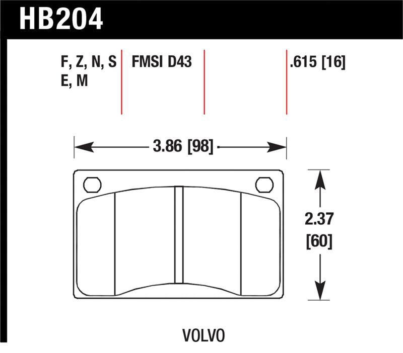Hawk Performance Hawk Volvo 142/145/164/240/242/244/245/262/265/1800 Black Race Brake Pads