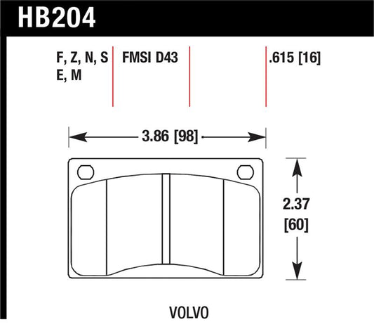 Hawk Performance Hawk Volvo 142/145/164/240/242/244/245/262/265/1800 Black Race Brake Pads