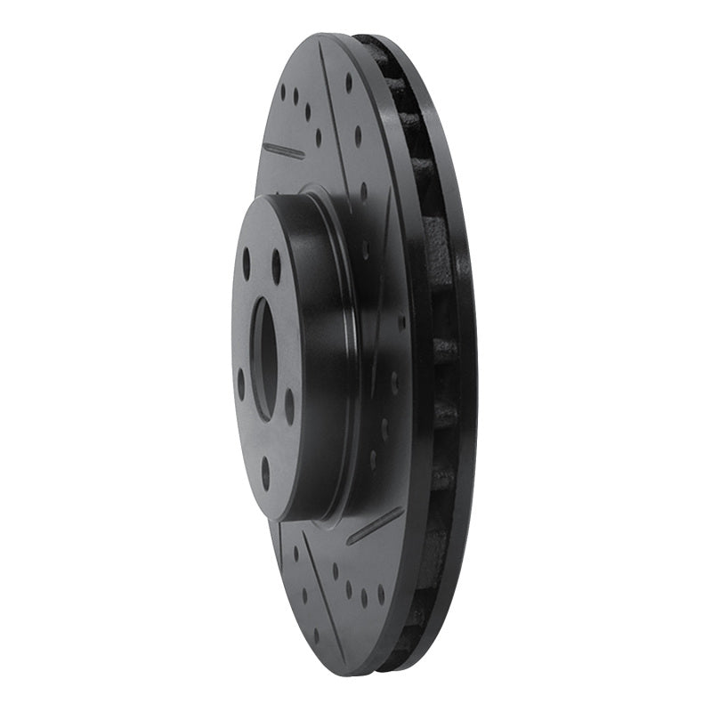 R1 Concepts R1 87-91 Lexus ES250 Front Right Drilled & Slotted Black Brake Rotor