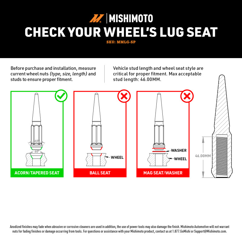Mishimoto Mishimoto Steel Spiked Lug Nuts M14 x 1.5 24pc Set Red