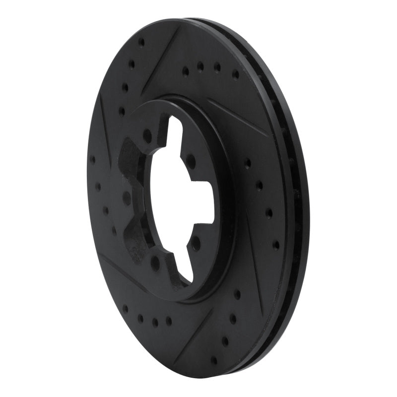 R1 Concepts R1 1984-1989 Nissan 200SX Front Left Drilled & Slotted Black Brake Rotor
