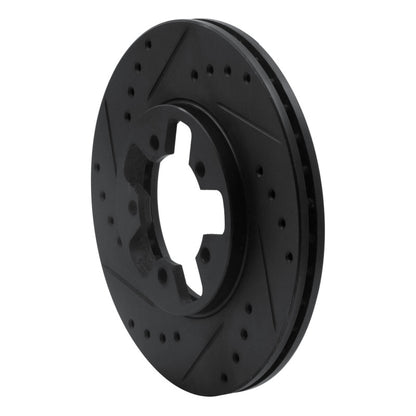 R1 Concepts R1 1984-1989 Nissan 200SX Front Left Drilled & Slotted Black Brake Rotor