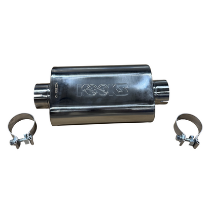Kooks Headers Kooks 3in Oval Clamp In Center/Center Muffler 12in Long Body Polished Stainless Steel