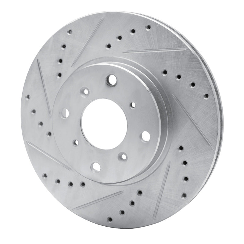 R1 Concepts R1 92-96 Honda Prelude Front Left Drilled & Slotted Silver Brake Rotor
