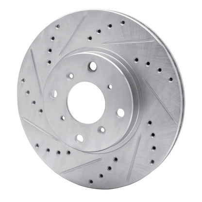 R1 Concepts R1 92-96 Honda Prelude Front Left Drilled & Slotted Silver Brake Rotor