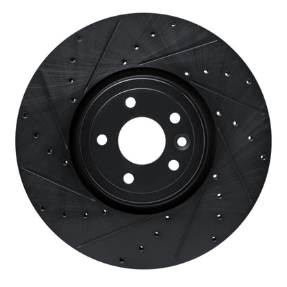 R1 Concepts R1 16-24 Jaguar XF Front Left Drilled & Slotted Black Brake Rotor