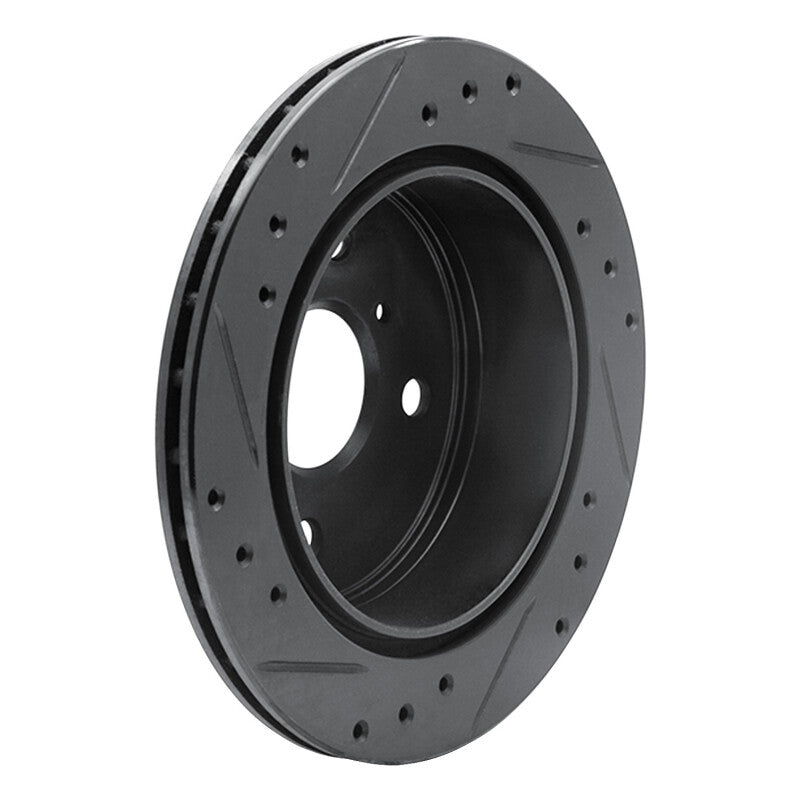 R1 Concepts R1 84-88 Toyota Cressida Rear Right Drilled & Slotted Black Brake Rotor