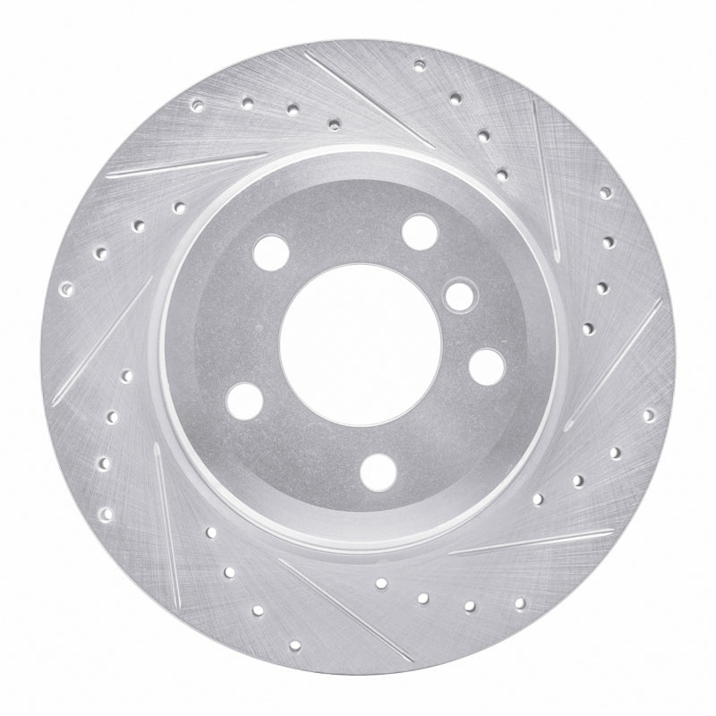 R1 Concepts R1 07-19 BMW X6 Rear Right Drilled & Slotted Silver Brake Rotor