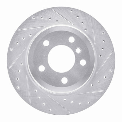 R1 Concepts R1 07-19 BMW X6 Rear Right Drilled & Slotted Silver Brake Rotor