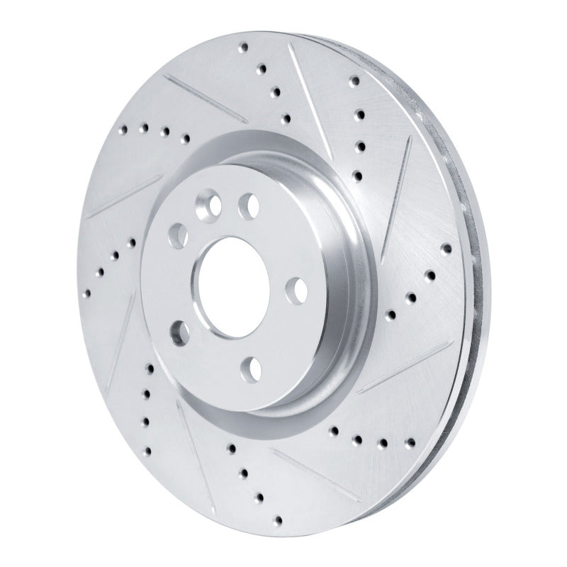 R1 Concepts R1 15-19 Jaguar E-Pace Front Right Drilled & Slotted Silver Brake Rotor