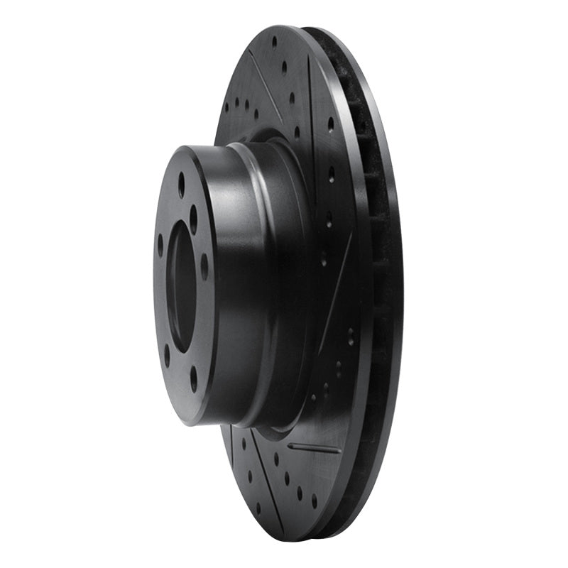 R1 Concepts R1 04-10 BMW 525i (Mexico) Front Right Drilled & Slotted Black Brake Rotor