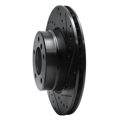 R1 Concepts R1 04-10 BMW 525i (Mexico) Front Right Drilled & Slotted Black Brake Rotor