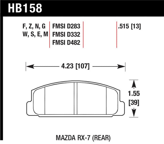 Hawk Performance Hawk 84-91 Mazda RX-7 / 03-05 Mazda 6 Blue 9012 Race Rear Brake Pads