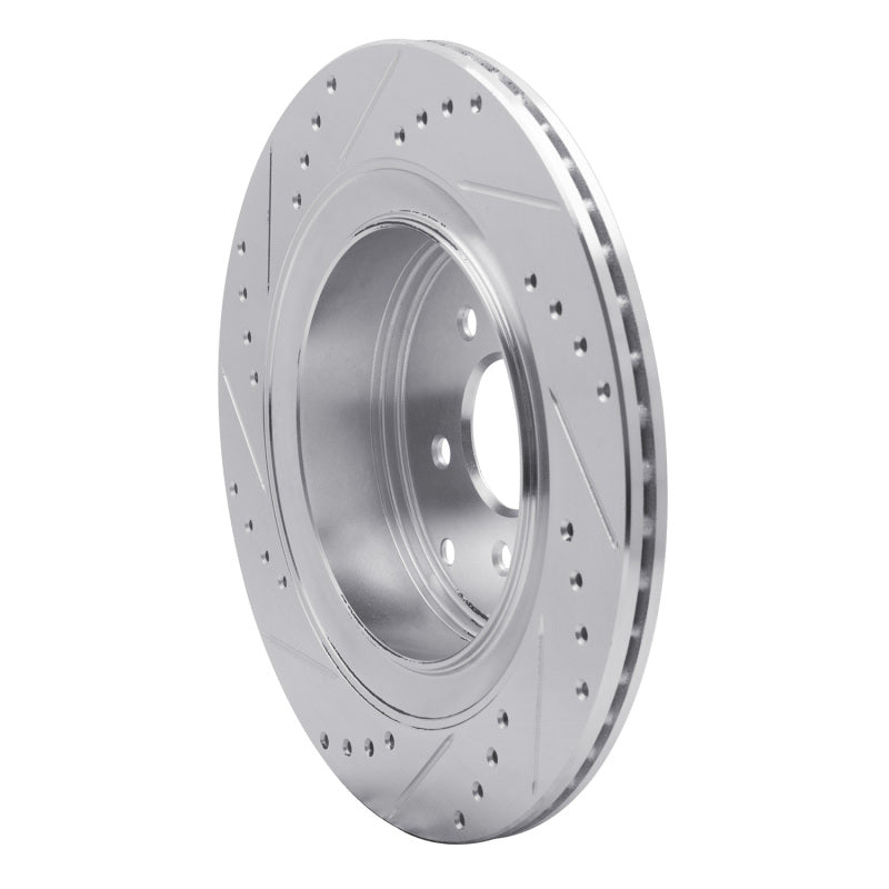 R1 Concepts R1 09-24 Infiniti Q70 Rear Right Drilled & Slotted Silver Brake Rotor