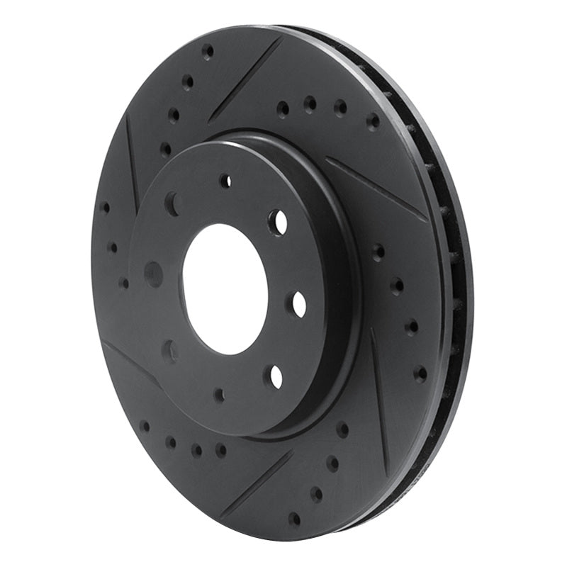 R1 Concepts R1 90-93 Mitsubishi Galant Front Left Drilled & Slotted Black Brake Rotor