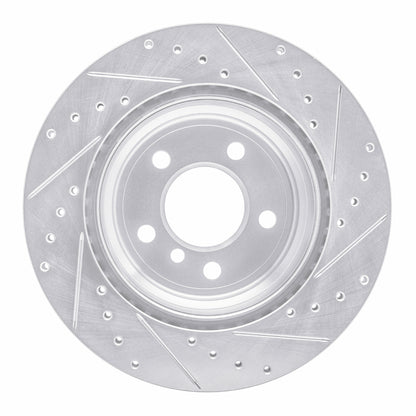 R1 Concepts R1 07-19 BMW X6 Rear Left Drilled & Slotted Silver Brake Rotor